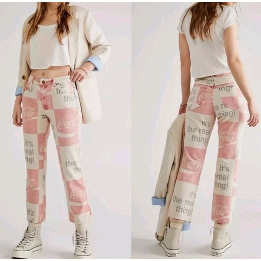 Rollas Coca Cola Jeans High Rise Straight Size 27x29 Collab Limited NWT $160 - Picture 5 of 12